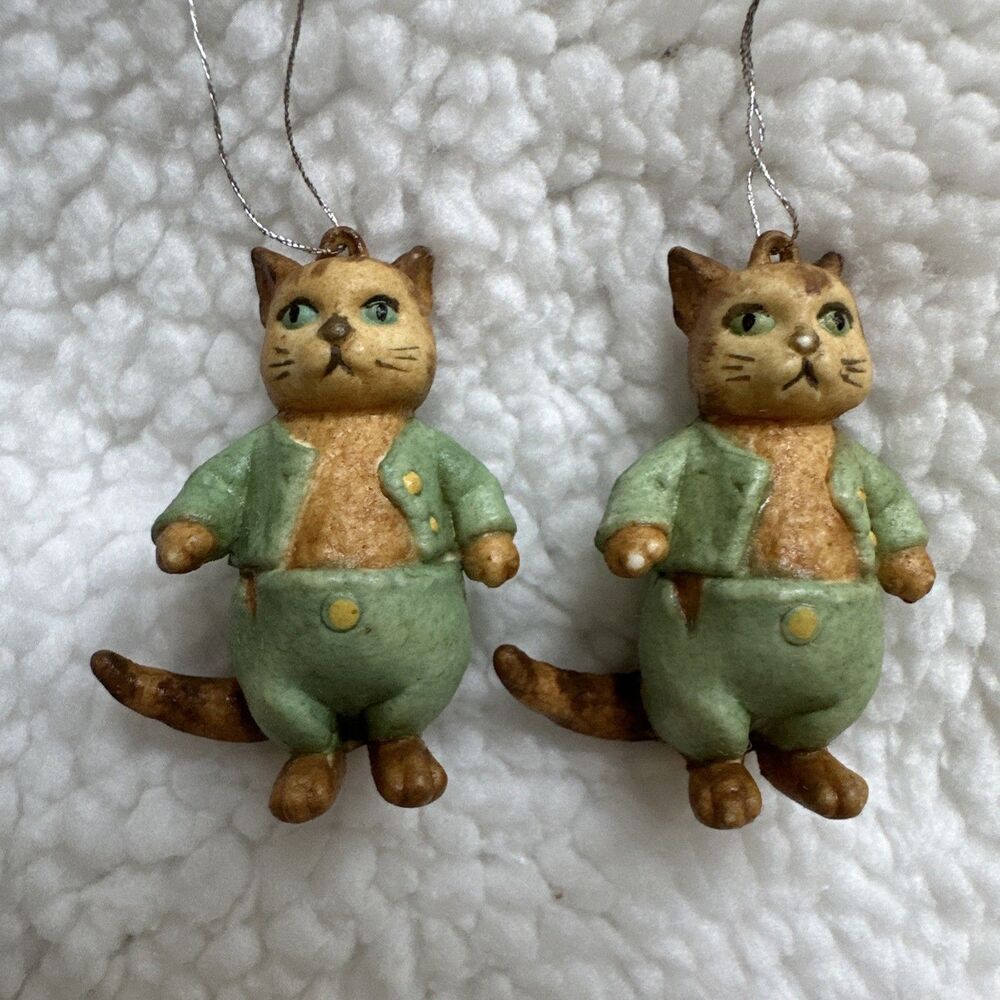 TOM KITTEN Cat F Warne Beatrix Potter Anri ItalY Ornament 1980 RARE, Twins, Two